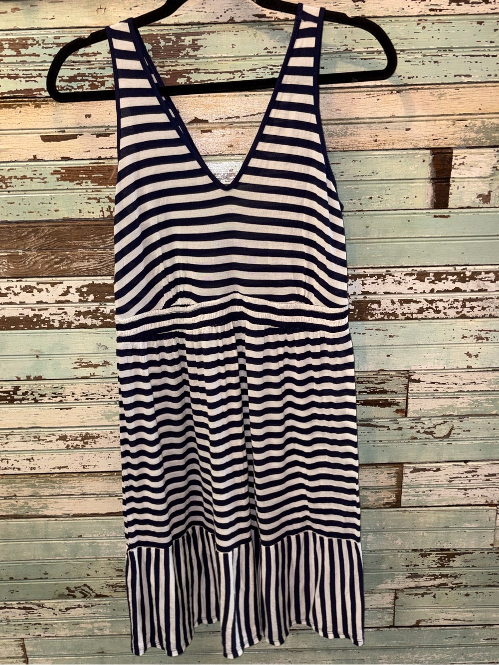 Beach Bump by Motherhood Maternity Navy & White Striped V‑Neck Sundress